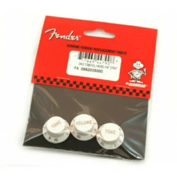 Fender Knobs Strat - 1 x Volume 2 x Tone white