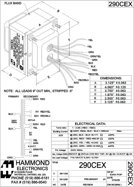 Hammond 290CEX für Fender Power 125P26A Vibrolux