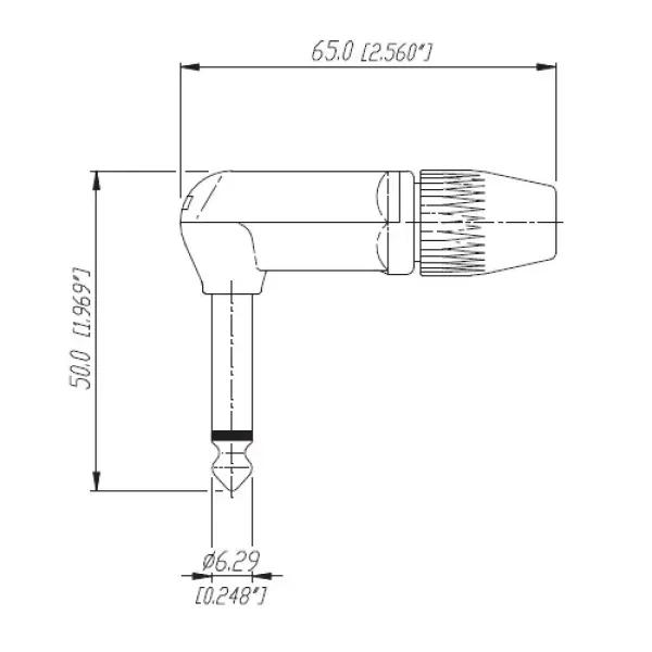 Rean NYS207 - 6,3 mm (1/4")  Klinkenstecker, gewinkelt, mono