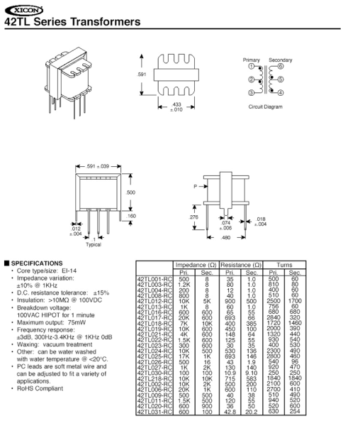 Xicon 42TL013 / 1k CT / 8R CT