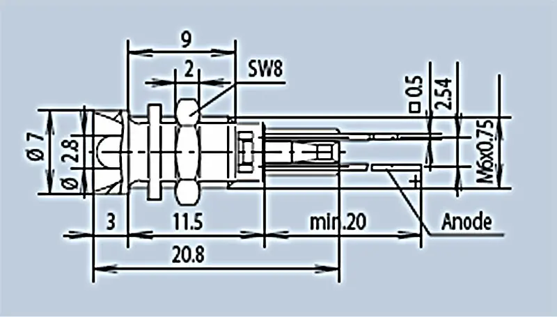 LED Ø3 mm Metallfassung Innenreflektor, schwarz