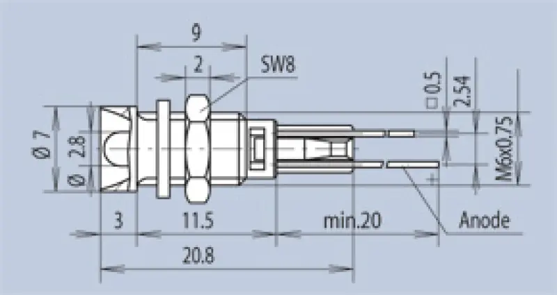 LED Ø3 mm Metallfassung Innenreflektor, silber
