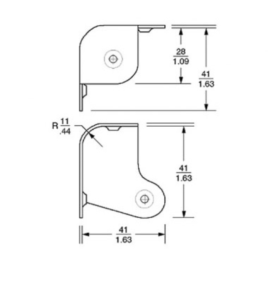 Set Corners w/ cutaway - Fender Style, 2 leg, silver incl. Screws