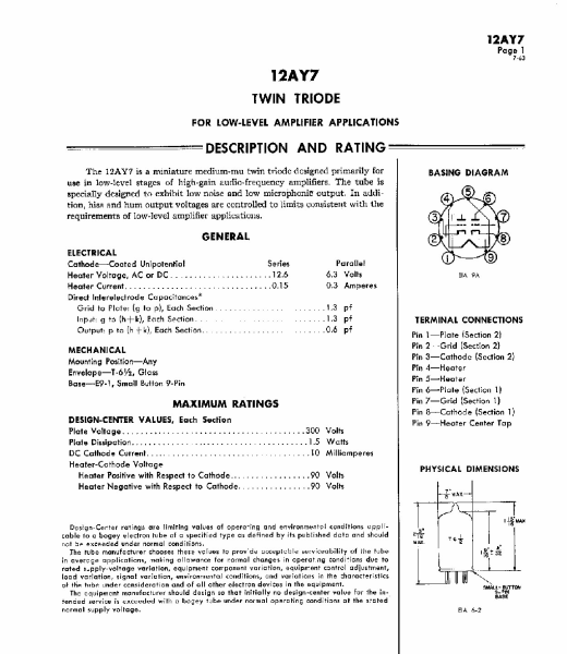 EH 12AY7 / 6072 - V1