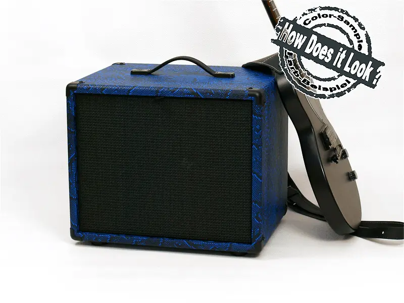 RESTSTÜCK Tolex Tube-Town Snakeskin Electric Blue, min. 100 x 40 cm