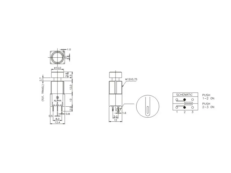 Alpha Fußtaster 2-Pol, EIN-(EIN)