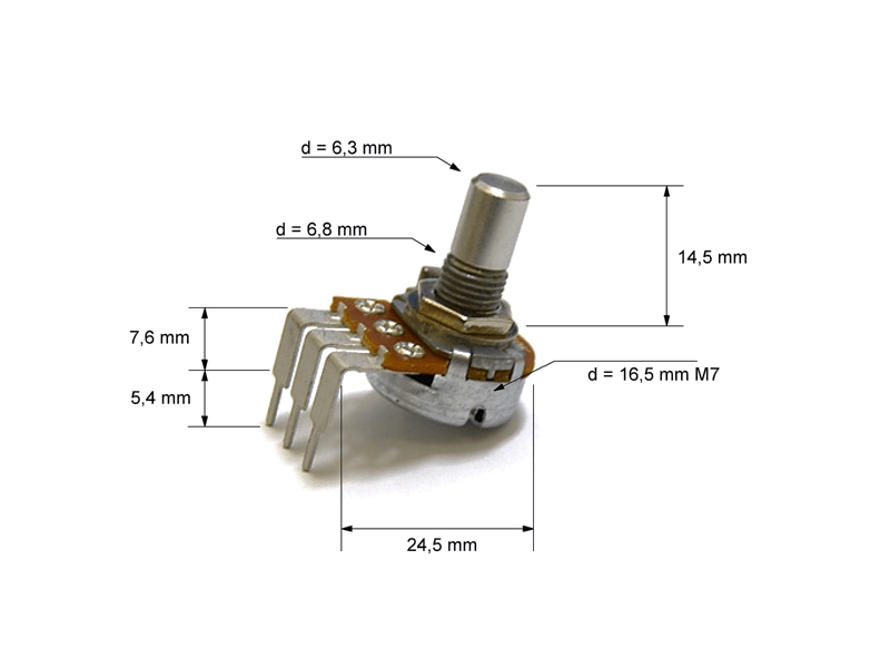 Potentiometer Alpha 16 PCB 500k log / Audio - angled