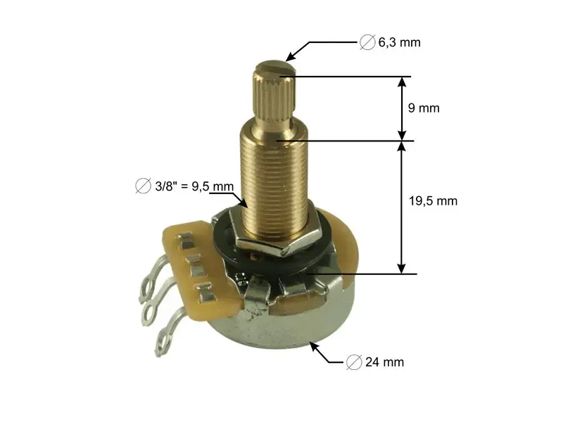 CTS Potentiometer 500 kOhm linear, LONG, Knurled Shaft