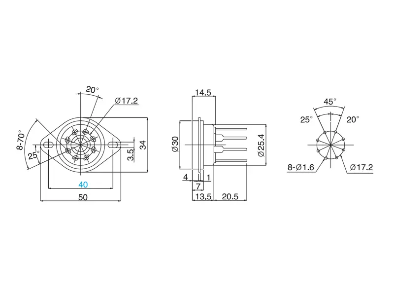 Belton Oktal Sockel VT8-PT, Lang