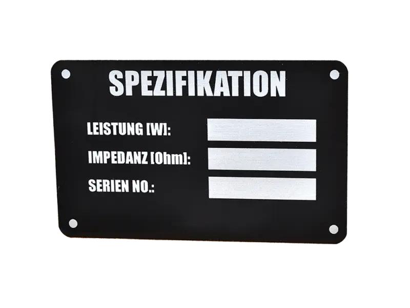 Lautsprecher Typenschild, selbstklebend, DEUTSCH
