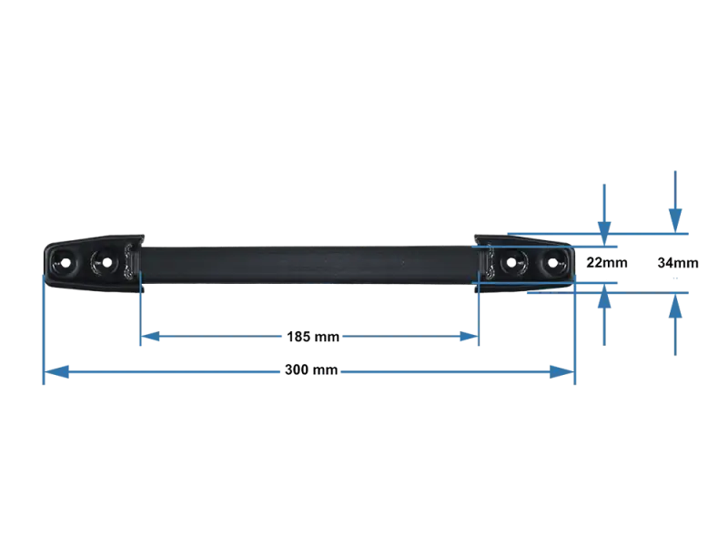 Koffergriff Fender-Stil, 2-Loch, 300 mm, schwarz