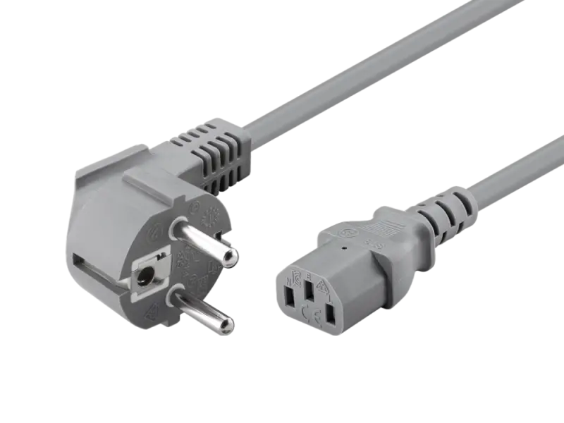 Netzkabel 2 m Kaltgerätestecker, Grau