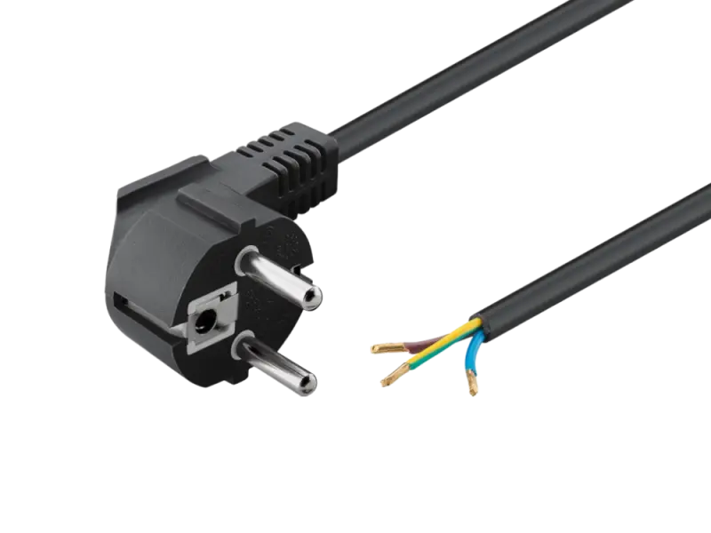 Netzkabel 2 m Kaltgerätestecker, schwarz - lose Kabelende