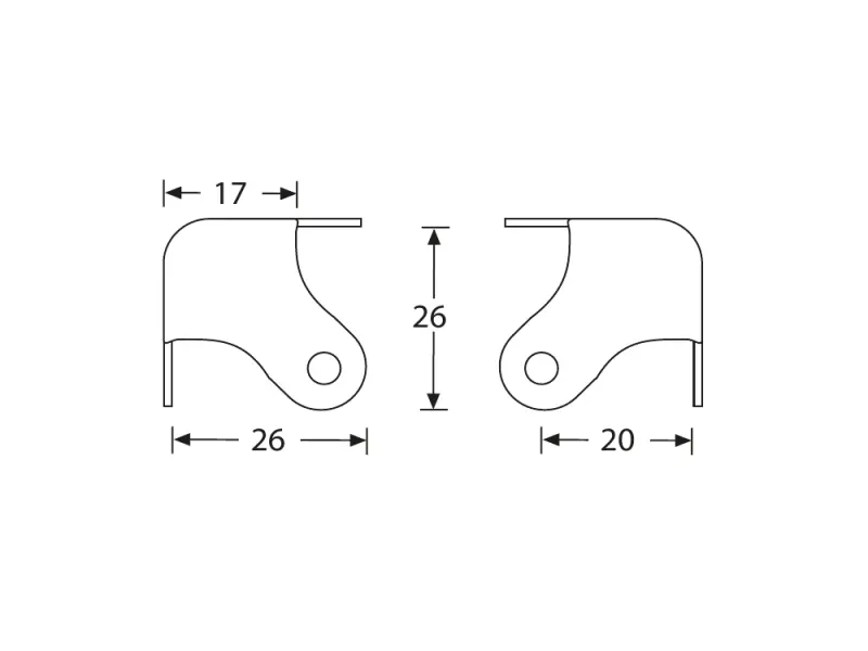 Gehäuseecke, dreischenkelig, silber, klein