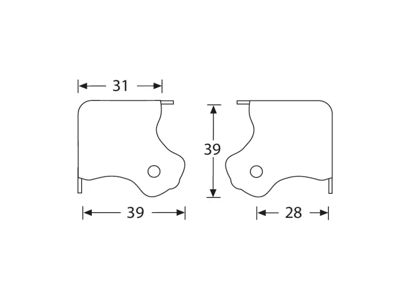 Gehäuseecke, dreischenklig silber