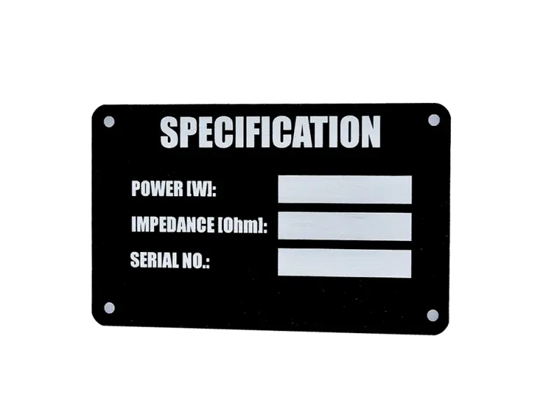 Lautsprecher Typenschild, selbstklebend, Englisch