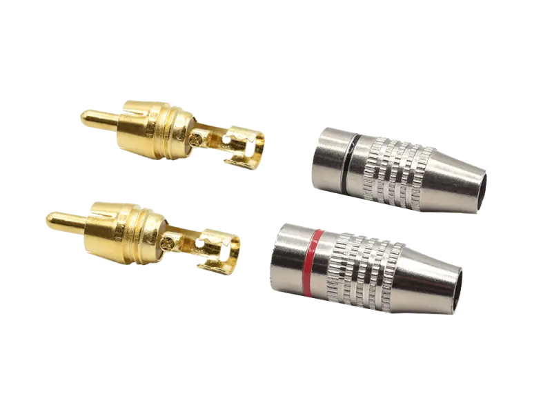 RCA phono plug High Quality, red + black, pair