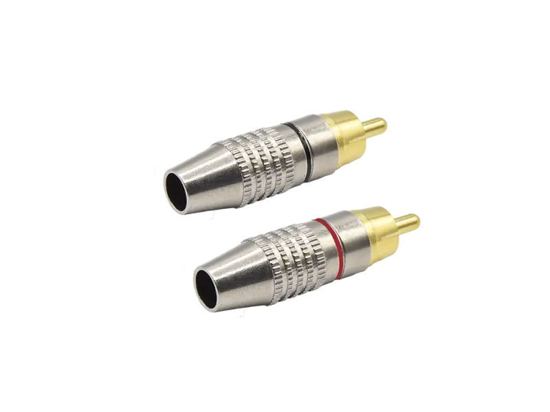 RCA phono plug High Quality, red + black, pair