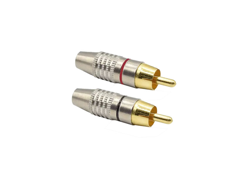 RCA phono plug High Quality, red + black, pair