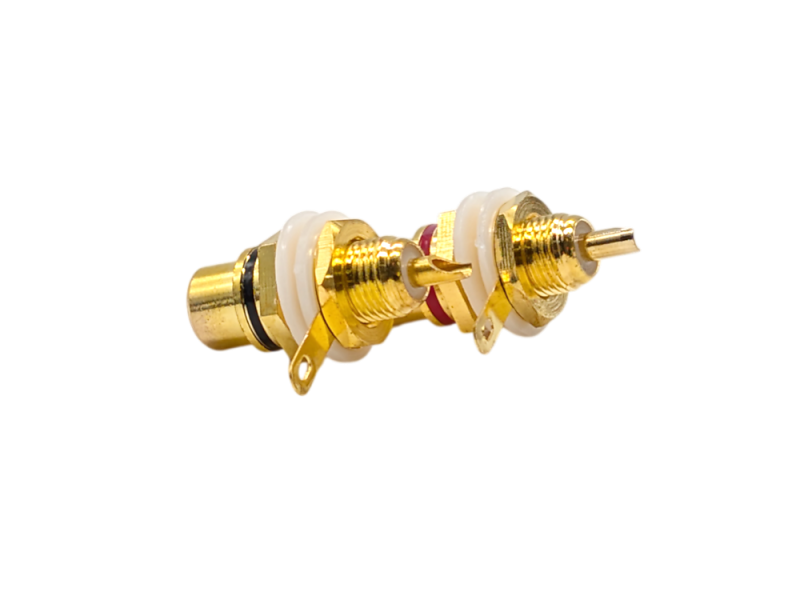 RCA phono socket gold plated black, PAIR