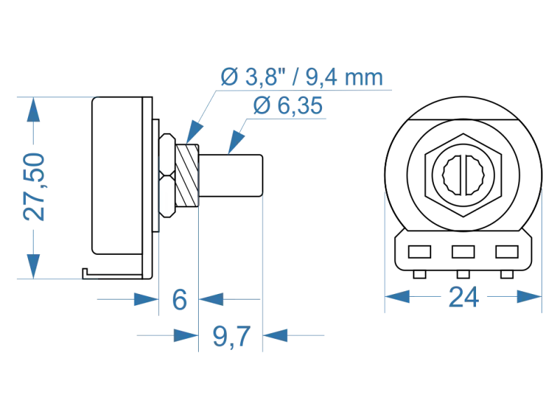 CTS Potentiometer  1 MOhm log / Audio