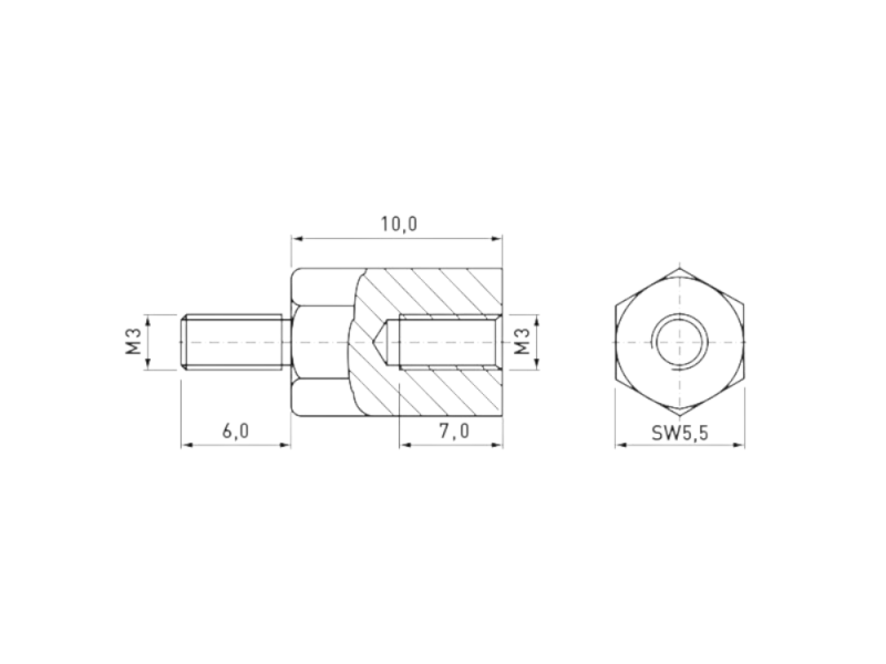 Distanzbolzen M3 / 10 mm - 4er Pack