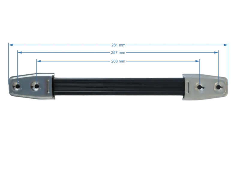 Koffergriff Fender-Stil, 2-Loch silber, 280 mm