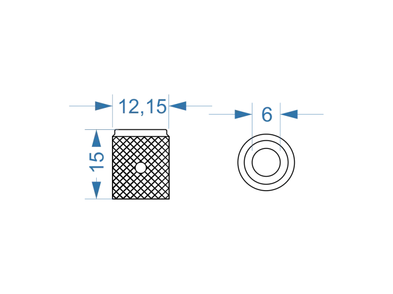 Knopf Aluminium silber, 12 x 15,4 mm
