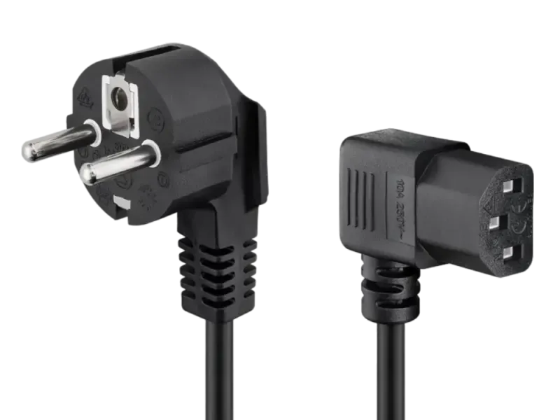 IEC Cord, 0.5 m, angled, black, (3 x 0.75 mm²)