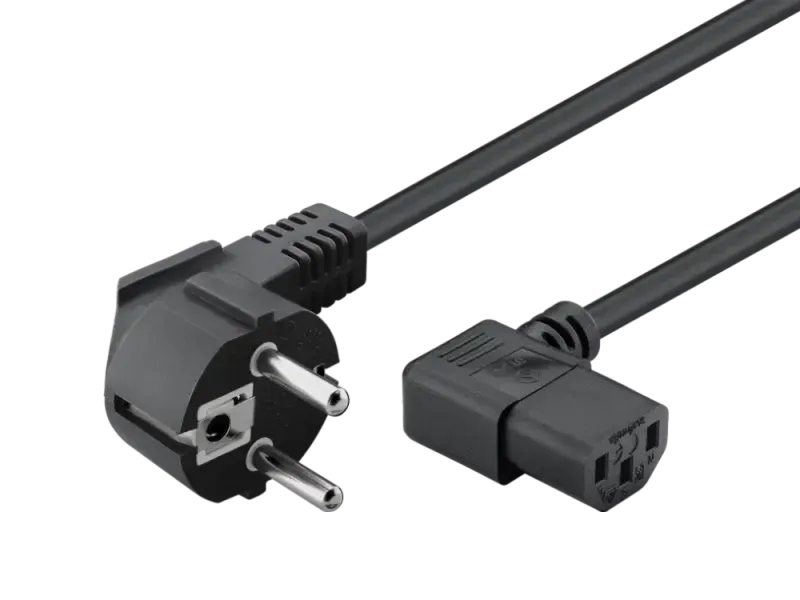 IEC Cord, 0.5 m, angled, black, (3 x 0.75 mm²)