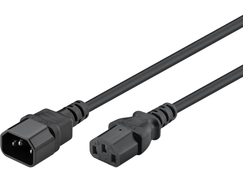 Kaltgeräte Verlängerungskabel, 2 m, schwarz, (3 x 0,75 mm²)