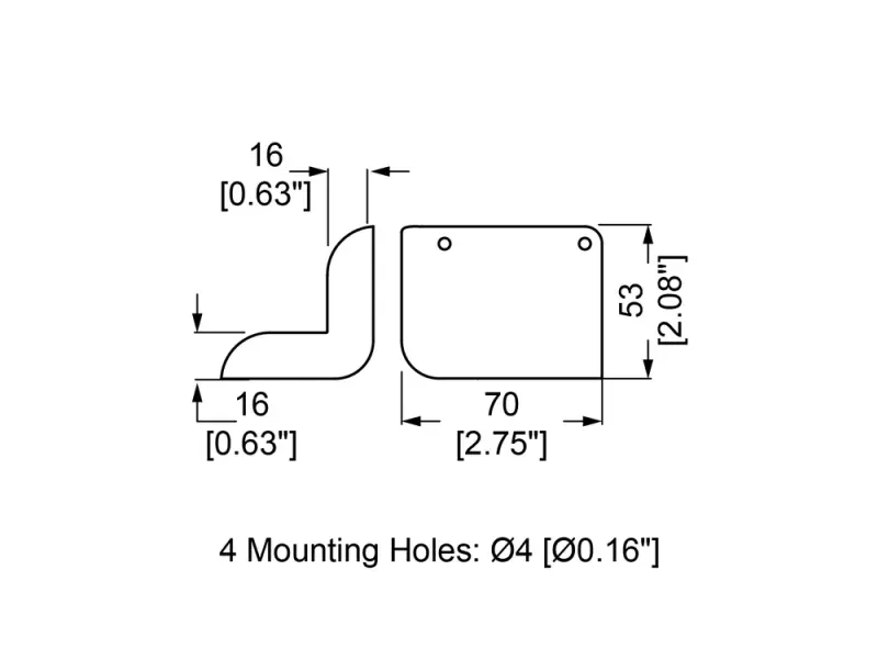 Gehäuseecke, zweischenklig, lang schwarz