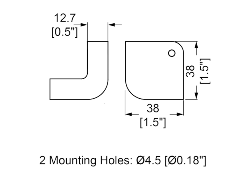Gehäuseecke Metall, schwarz zweischenklig