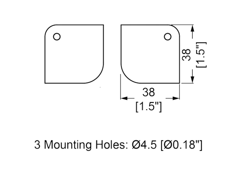Gehäuseecke Metall, schwarz dreischenklig