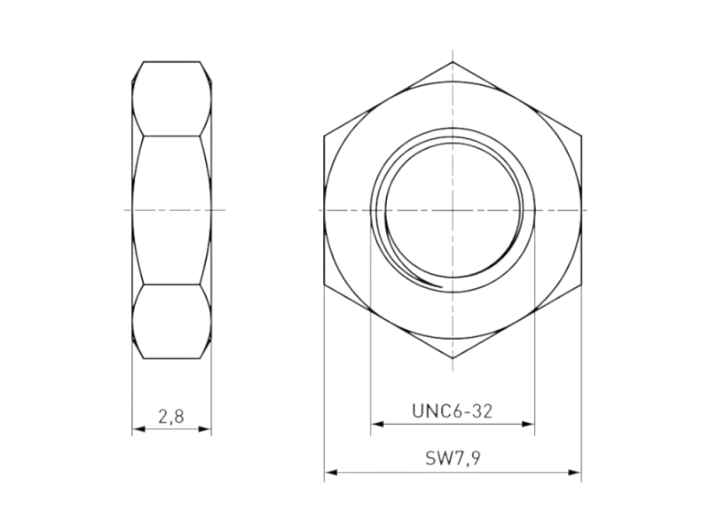 Screw nut UNC 6-32