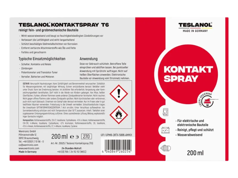 Teslanol Kontaktspray T6, 200 ml