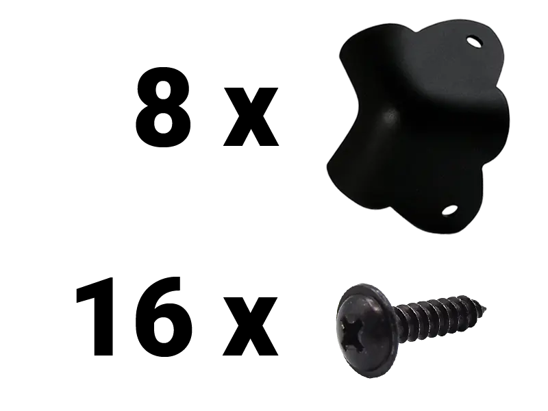 Set Corners w/ cutaway 2 leg, black incl. Screws