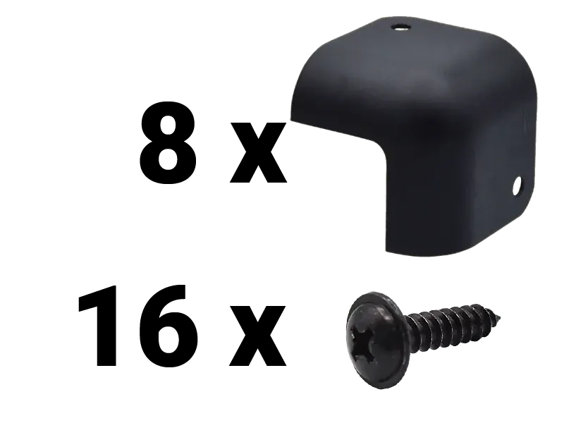 Set Corners - 2 leg, black incl. Screws