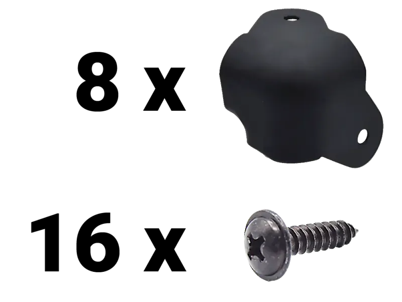Satz Gehäuseecken, zweischenkelig Fender-Stil schwarz inkl. Schraube