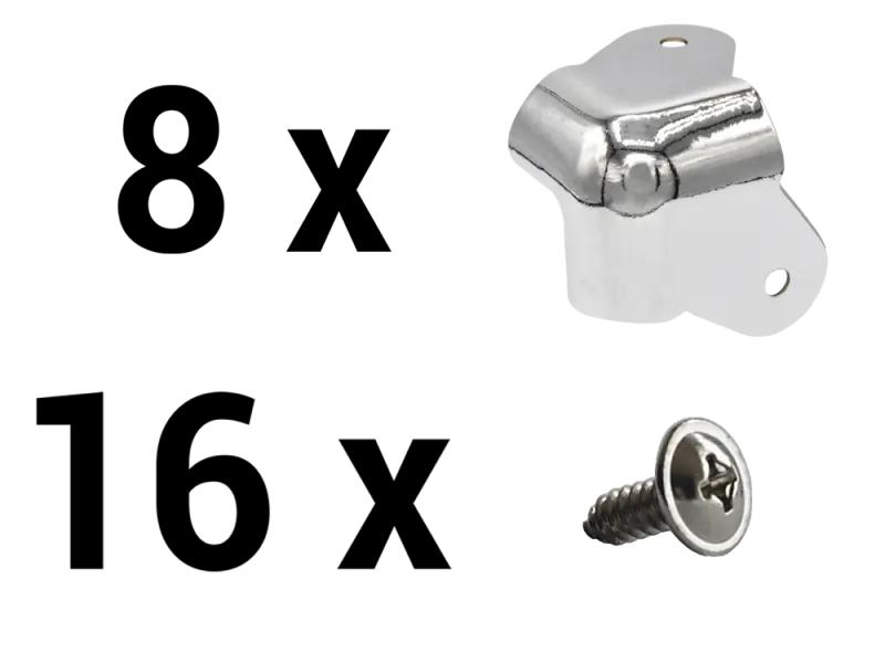 Satz Gehäuseecke - zweischenkelig, vernickelt, Premium inkl. Schraube