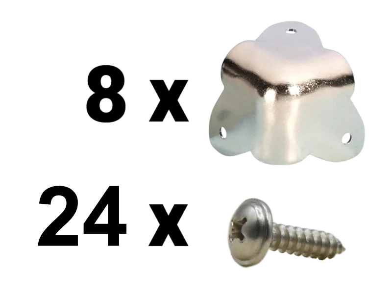 Satz Gehäuseecke, dreischenklig silber - inkl. Schrauben