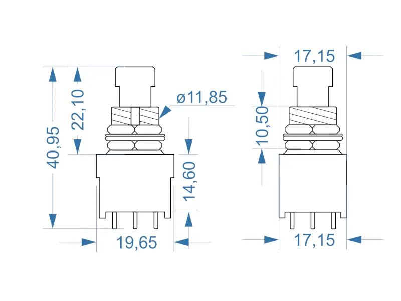 Alpha Fußschalter 3-Pol Wechsler, PCB
