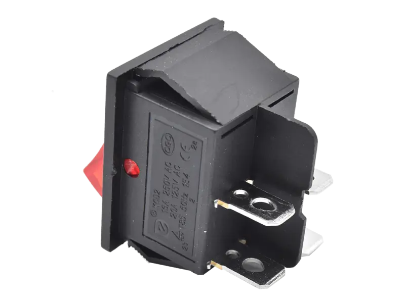 Wippenschalter 2-polig, EIN-AUS, rot beleuchtet