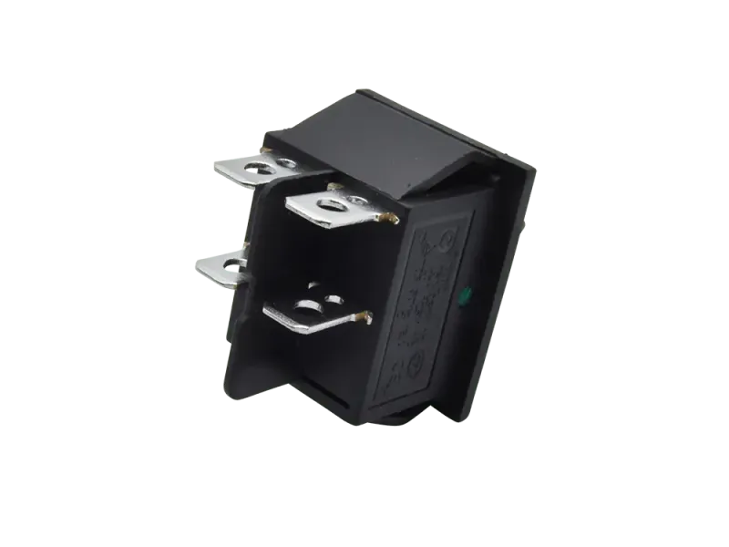 Wippenschalter 2-polig, EIN-AUS, grün beleuchtet