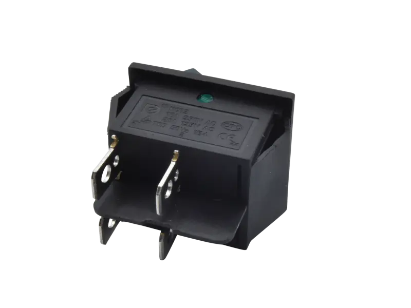 Wippenschalter 2-polig, EIN-AUS, grün beleuchtet