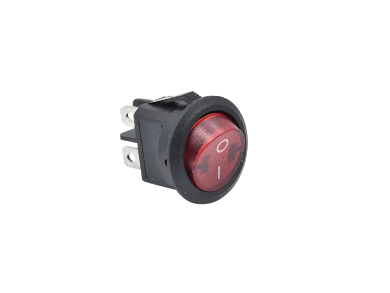 Rocker switch, 2 position, DPST, ON-OFF, lighted red