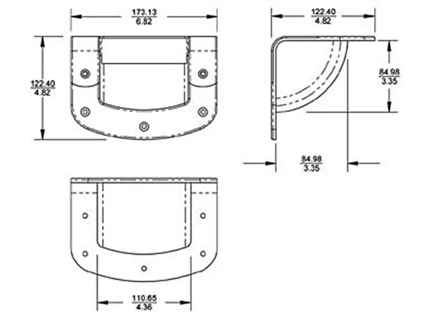 Schalengriff Ecke, stahl, schwarz, mit 12mm Radius