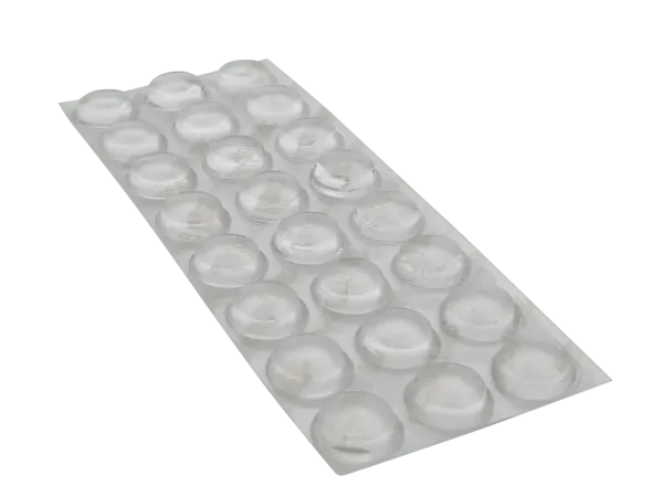 Gummifüsse Rund Flach, selbstklebend, transparent - 24 Stk.