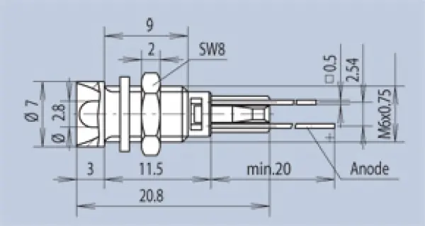LED Ø3 mm Metallfassung Innenreflektor, silber