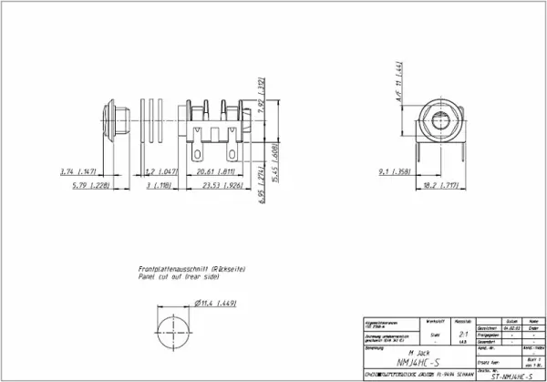 Neutrik NMJ4HC-S - 6,3 mm, Mono, geschaltet